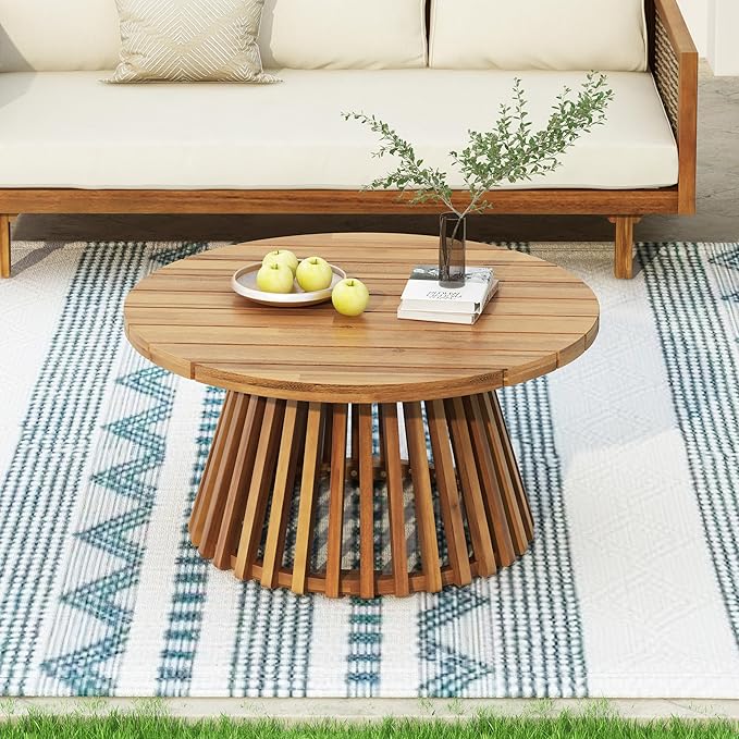 Christopher Knight Home Claremont Patio Sofa and Coffee Table Set, 2 Piece Outdoor Patio Furniture Set with Cushion, Acacia Wood 3 Seater Outdoor Sofa Daybed and Coffee Table Set, Teak+Dark Teal