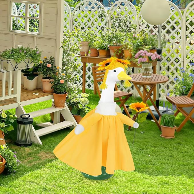 3 Pcs Porch Goose Outfits, for 23-28 Inch Porch Goose,Patriotic Costume for Plastic/Cement Statue for Outdoor Courtyard Garden Terrace Art Decoration (Sunflower, 23-28IN)