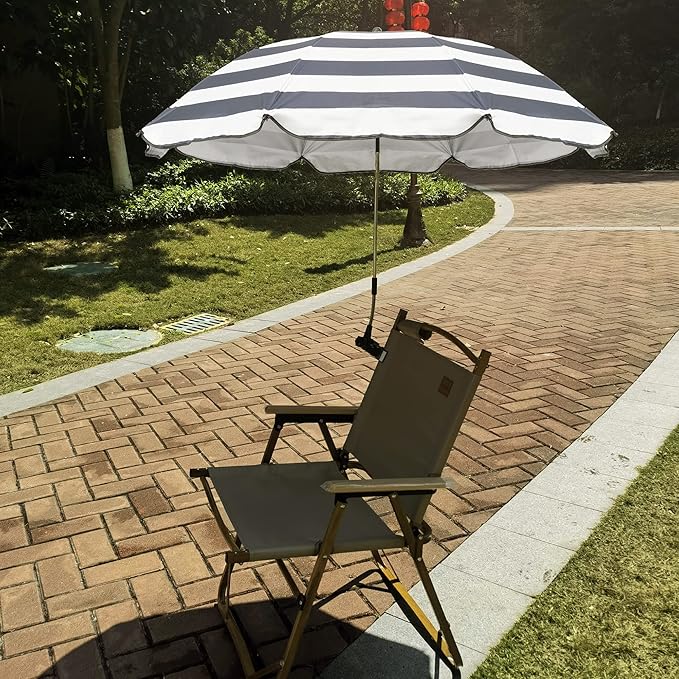 Beach Chair Umbrella with Universal Clamp,360° Adjustable Sunshade Umbrella,Clip on Parasols for Patio,Wheelchairs,Golf Carts