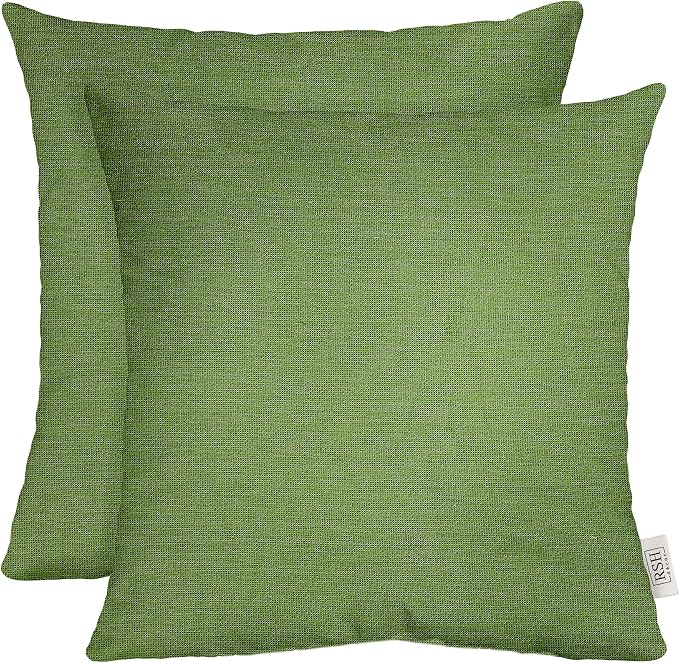 RSH DECOR: Sunbrella Square Throw Pillows Set of 2 | 22" x 22" | Water and Fade-Resistant Performance Fabric | Outdoor Pillow Covers with Down-Alternative Inserts | Made in USA (Cork Meadow Pistachio)
