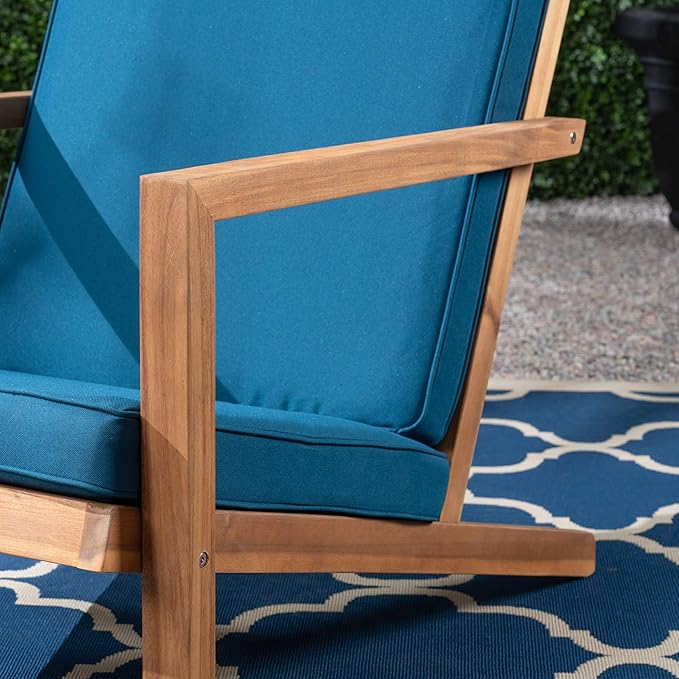 Christopher Knight Home Nick Outdoor 3 Piece Acacia Wood Chat Set, Brown Patina and Dark Teal