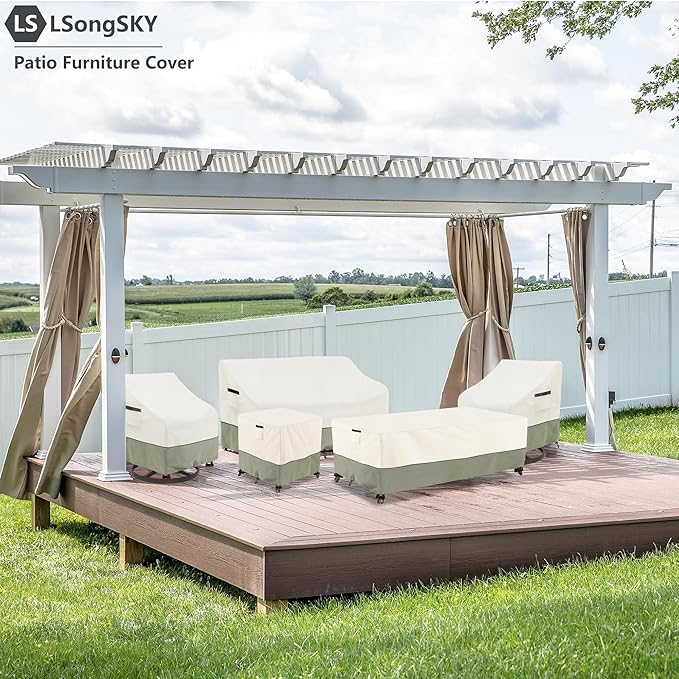 Outdoor Swivel Lounge Chair Cover 2 Pack,Waterproof Heavy Duty Outdoor Chair Covers,Patio Rocking Chair Covers for Outdoor Furniture,(30 W x 34 D x 38.5 H inches),White&Grayish Green