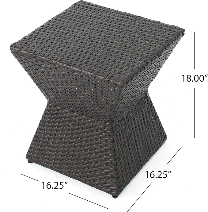 Outdoor Wicker End Table, Brown