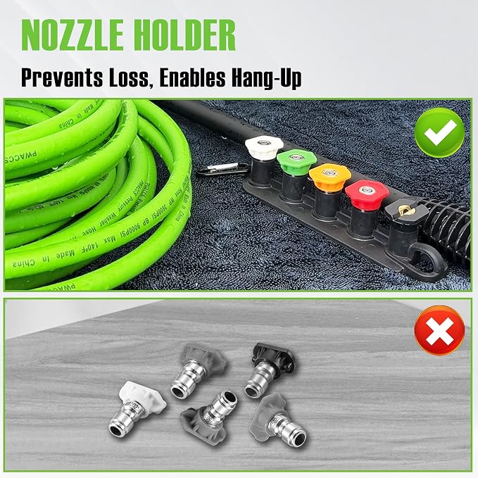 PWACCS Pressure Washer Gun and Hose Kit, 25 FT Power Washer Hose with Replacement Lance Wand, 5 Nozzle Tips, M22-14 Fitting, Compatible with Ryobi, Green Works & Karcher