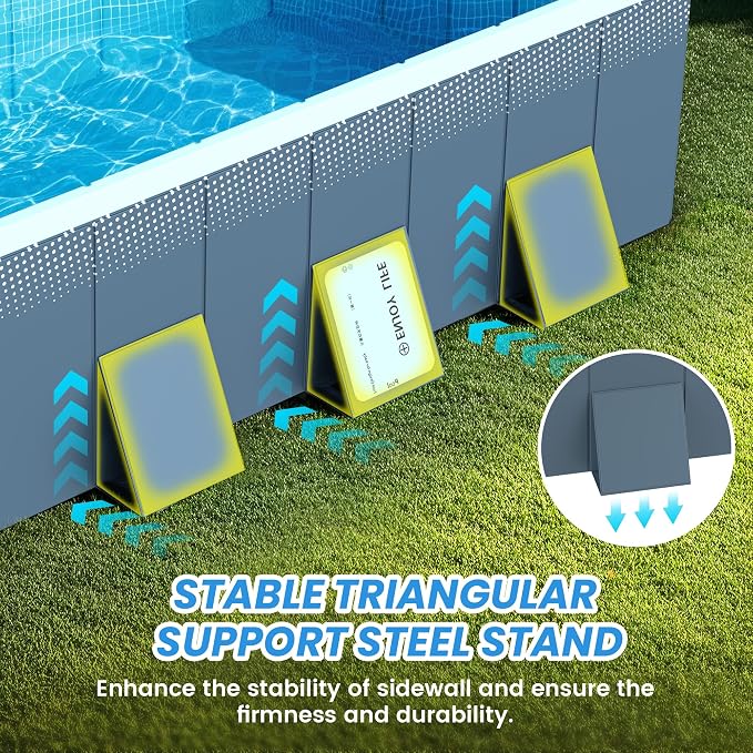 Foldable Non-Inflatable Above Ground Framed Swimming Pool for Backyard, Family Pool (113" x 66" x 20")