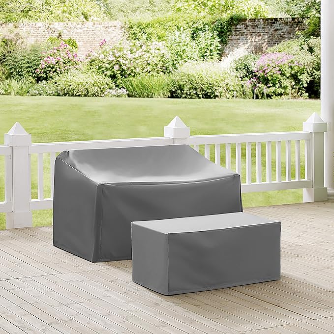 Crosley Furniture Patio Furniture Covers, Waterproof 2-Piece Cover Set for Outdoor Coffee Table, Loveseat, Gray