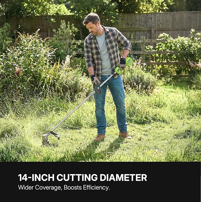 WORKIT Brushless String Trimmer 14"- 20V Cordless Weed Wacker with 2×4.0Ah Batteries, 0.095" Dual Line Auto Feed, Lightweight Battery Powered Weed Eater for Yard,Lawn & Garden