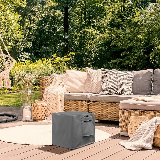 KHOMO GEAR Heavy Duty Outdoor Furniture Cover - Waterproof Square & Rectangular Covers with Air Vents - UV Resistant Polyester Patio Garden Cover - for Ottoman, Tables, Coffee Side Tables and Others