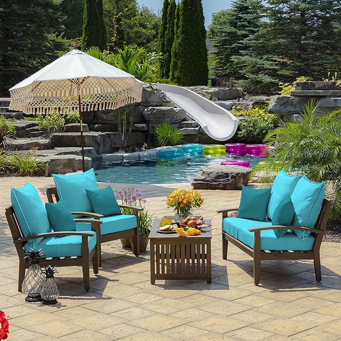 Arden Outdoor Toss Pillow, 16 x 16, Rain-Proof, Fade Resistant Lake Blue Leala