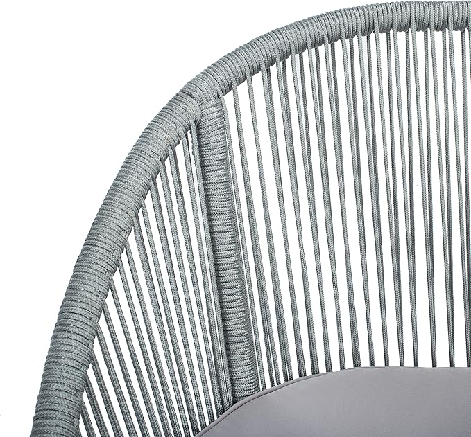SAFAVIEH Outdoor Collection Halcott Grey Rope/Grey Cushion 4-Piece Conversation Patio Set