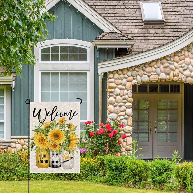 wyooxoo Spring Summer Flower Garden Flag 12x18 Inch Double Sided Vertical Welcome Garden Flag Outside Farmhouse Yard Outdoor Decoration (N)