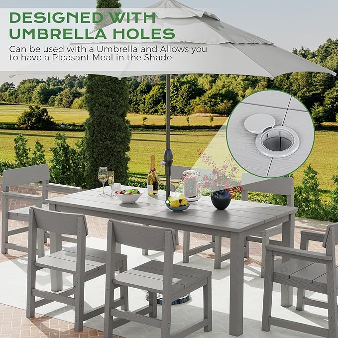 Jocoevol 12-Piece HIPS Patio Dining Set for 10 Person Outdoor Dining Sets with Umbrella Hole Tables and Chairs Furniture Set All Weather Proof for Garden, Backyard, Poolside