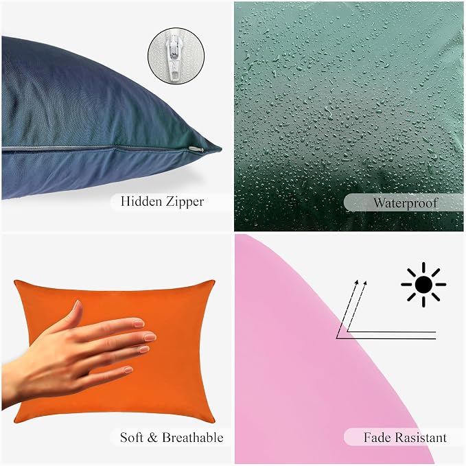 A1 HOME COLLECTIONS A1HC Luxurious Outdoor Waterproof Pillow Covers 12x20 Inches (Pack of 2, Pale Leaf), Throw Pillow Covers for Pool Areas, Garden, Sofa, Chairs, Beds, Tent, Patio