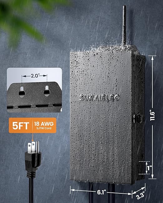 SURAIELEC 300W Wi-Fi Low Voltage Landscape Transformer, 2 Independent Channels, 2.4GHz Smart Landscape Lighting Transformer, Work with Alexa & Google Assistant,120V to 12V 15V AC, ETL Listed