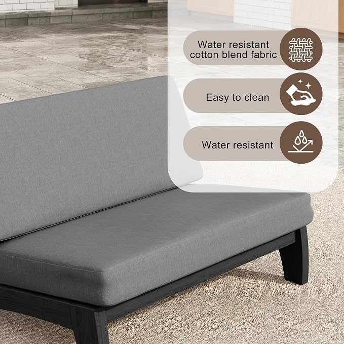 3 Pieces Patio Furniture Sets, All-Weather Outdoor Wood Bistro Set Patio Conversation Coffee Table Chiars and Patio Loveseat for Balcony, Backyard