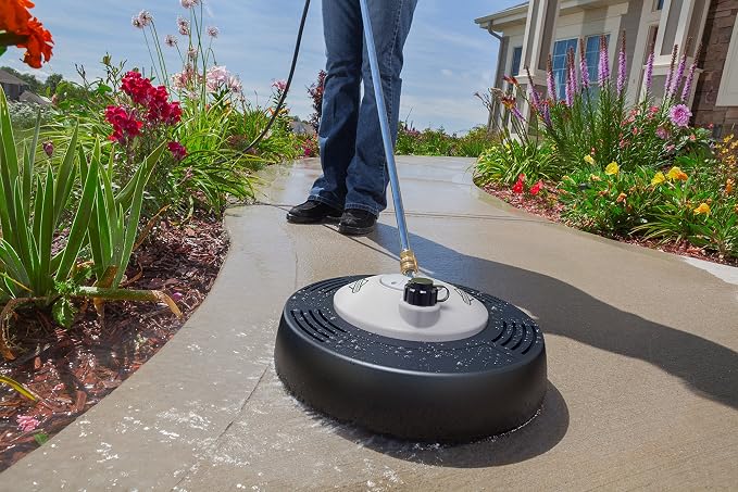 Briggs & Stratton 14 Inch Rotating Jet Surface Cleaner with Built In Detergent Tank and Quick Connect Wands for Patio, Lawn, and Garden