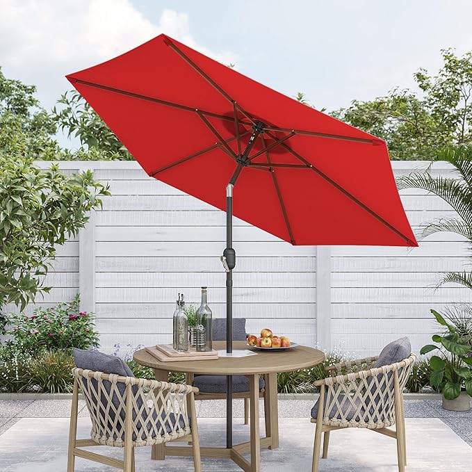 7.5ft Outdoor Umbrella Patio Umbrella,2-Year-Non-Fading,Table Market Patio Umbrella with Push Button Tilt and Crank,for Pool, Deck, Garden,Backyard