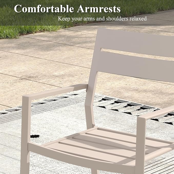 Patio Dining Set for 8, Round 53.1" Patio Dining Table and Stackable Outdoor Dining Chairs Outdoor Furniture for Backyard Porch Deck, Spliced Sandshell Table and Sandshell Chairs