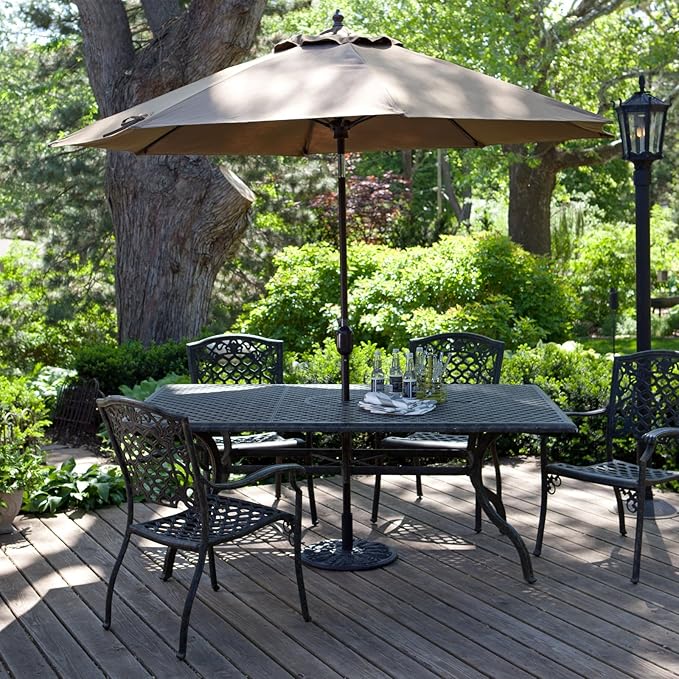 California Umbrella 11' Round Crank Lift, Collar Tilt, Aluminum Pole, Fiberglass Rib Patio Umbrella, Black Finish