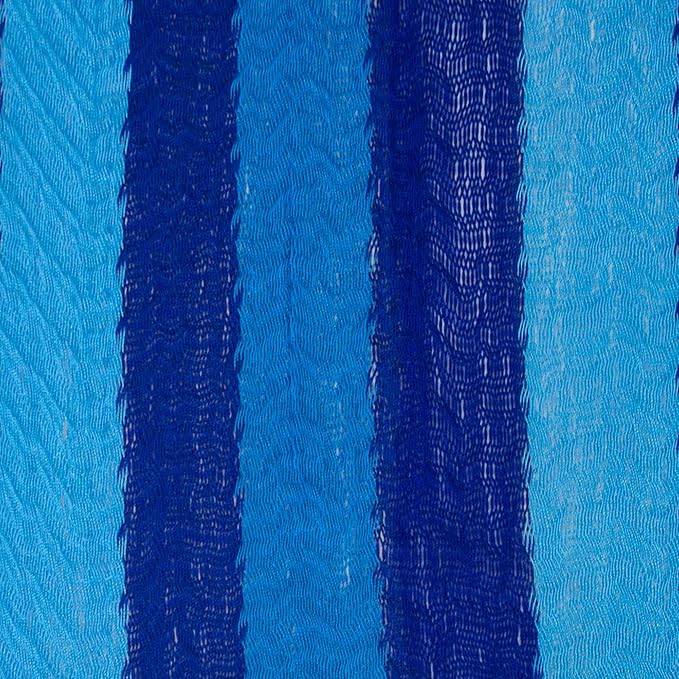 NOVICA Multicolor Sky Blue Striped Hand Woven Nylon Mayan 1 Person Rope Hammock, 'Blue Caribbean' (Single)
