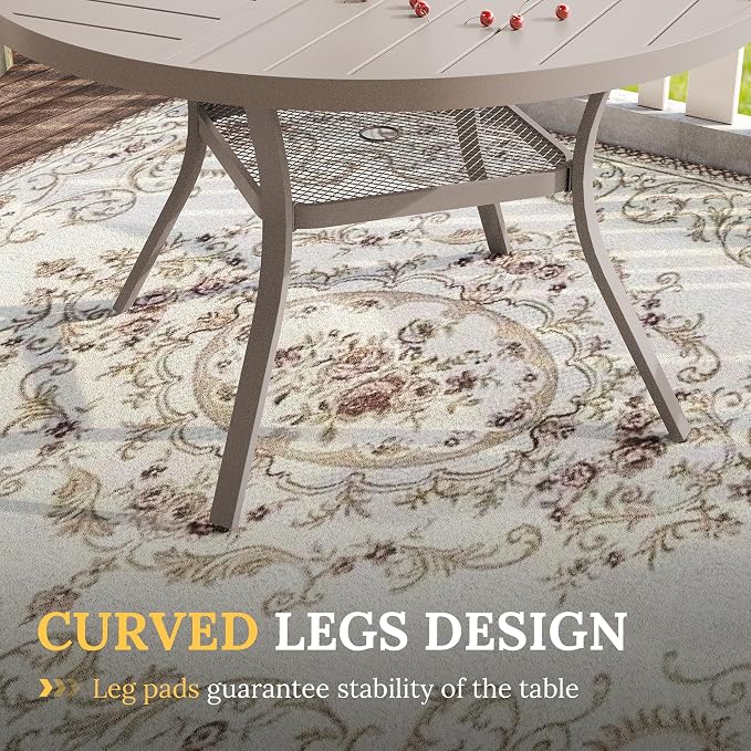 VICLLAX 5 Pieces Patio Dining Set for 4, Outdoor Furniture Set Includes 40.6" Round Outdoor Table and 4 Patio Swivel Chairs for Lawn Garden, Sandshell Tabletop and Fabric