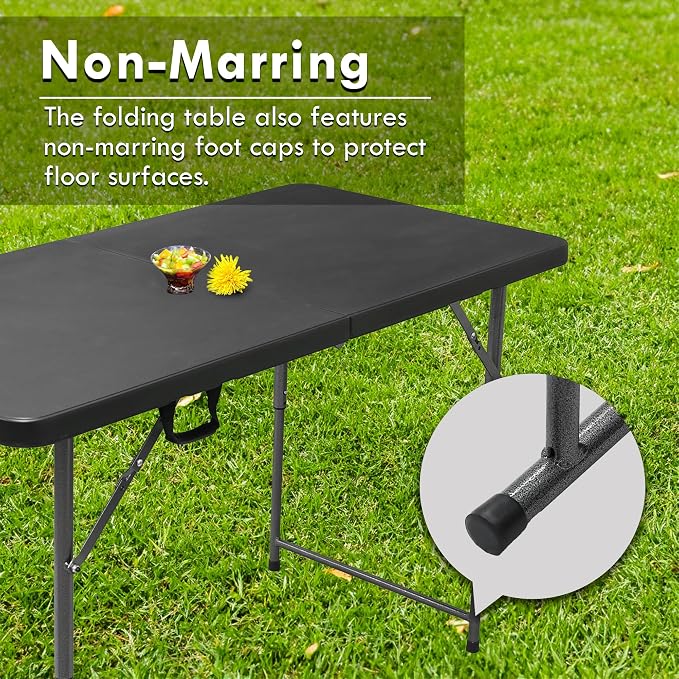 4ft Folding Table, Sturdy Outdoor Folding Table, Perfect for Camping Picnics Parties Durable Foldable Table with Easy Setup Ideal Portable Folding Tables for Indoor & Outdoor Use