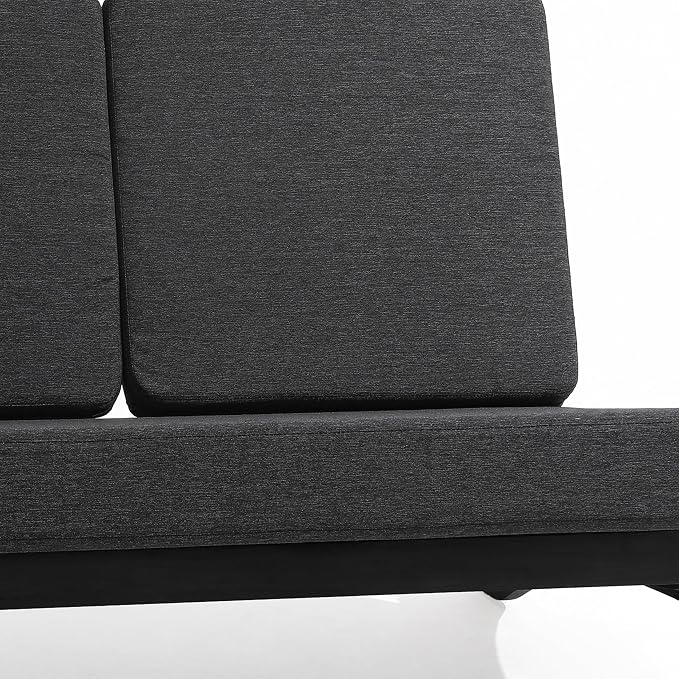 Outdoor Furniture Patio Couch, Weather Resistant Patio Loveseat Sofa Couch with Removable Cushion & Pillows, Black Wood Frame for Porch & Backyard Seating - Dark Gray