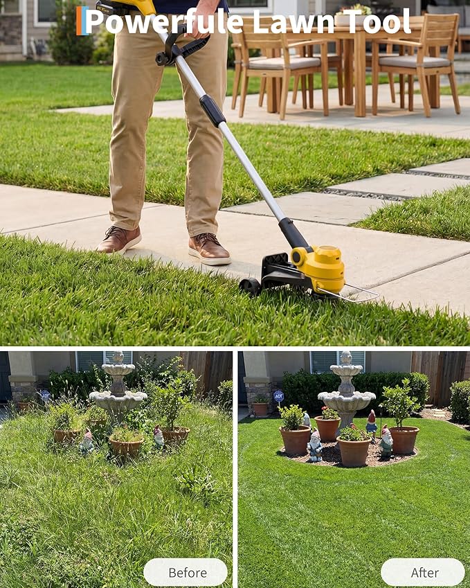 Garvee 20V Grass Trimmer, Dual Lithium Battery 2.0A, 8 Grass Cutting Lines, Portable Electric Grass Cutter, Garden Grass Line Trimmer