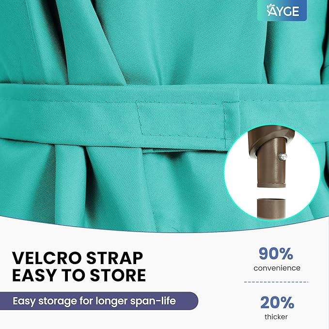 Ayge 6.5x10FT Rectangular Patio Umbrella Outdoor Table Umbrella w/Push Button Tilt & Crank Rectangle Market Umbrella UV Protection for Garden,Deck,Lawn,Yard & Pool,Turquoise