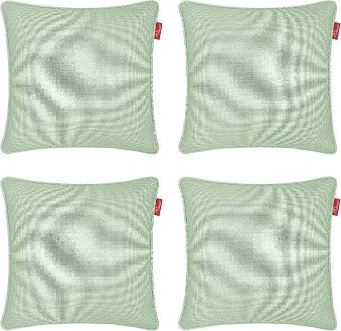 Pack of 4 Outdoor Throw Pillows,18x18 Inch All-Weather Water-Resistant Patio Pillows with Inserts,Decorative Pillows for Patio Furniture,Couch,Sofa,Poolside,Light Green