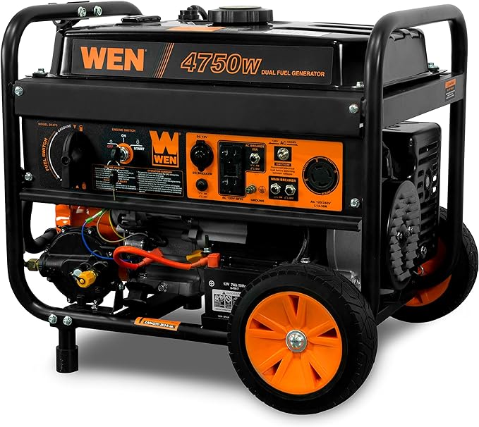 WEN 4,750-Watt 120V/240V Dual Fuel Portable Generator with Wheel Kit and Electric Start (DF475T)