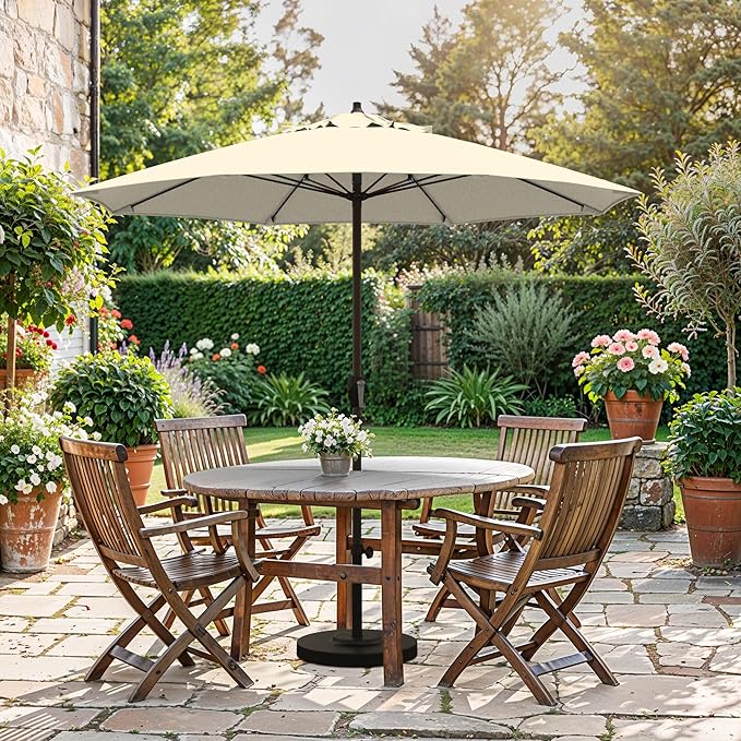 California Umbrella 10-Year Protection 7.5 Ft Outdoor Patio Umbrella, Pacifica Fade-Resistant Fabric, Auto-Tilt, Heavy Duty Aluminum Frame, 8 Reinforced Ribs for Pool or Deck, Bronze Pole, Canvas
