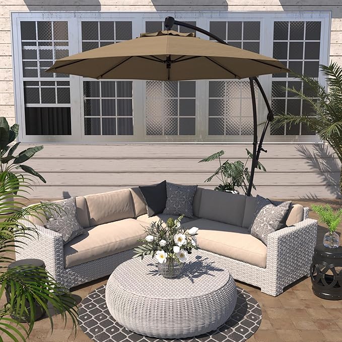 California Umbrella 9-Foot Offset Cantilever Patio Umbrella Infinite Tilt