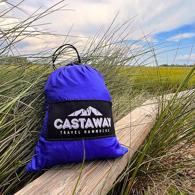 Castaway Travel Hammocks Double Galaxy Camping Hammock with 2 Tree Straps, Triple Stitched Durable Nylon Material, Compact Design for Backpacking, Travel, Beach, Backyard, Patio, Hiking