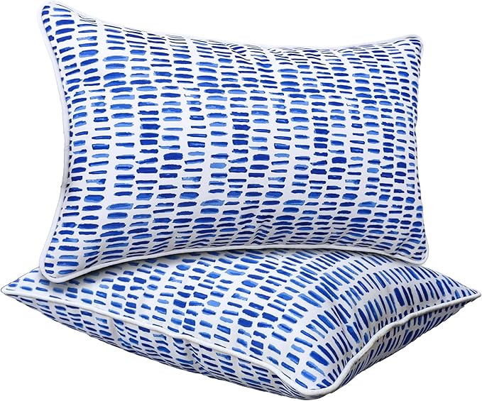 JMGBird 12×20 Inch Outdoor Throw Pillows Pack of 2 Water-Repellent Pillows with Insert Rectangular Decorative Garden Cushion for Home Furniture Patio Coach Sofa