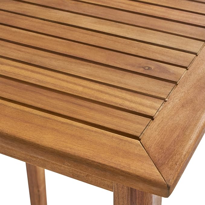 Polaris Outdoor Minimalist Acacia Wood Rectangle Bar Table - Teak Finish