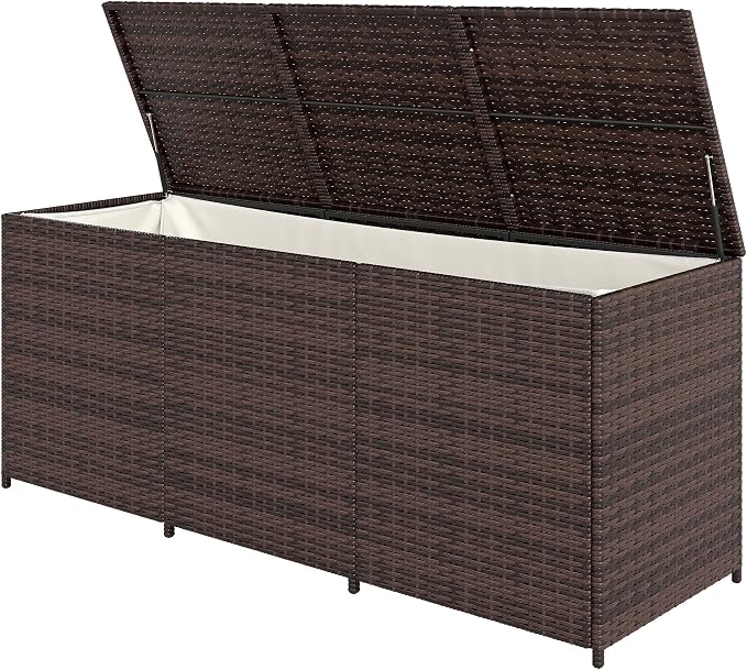 175-Gallon Rattan Deck Storage Box for Outdoor Tools