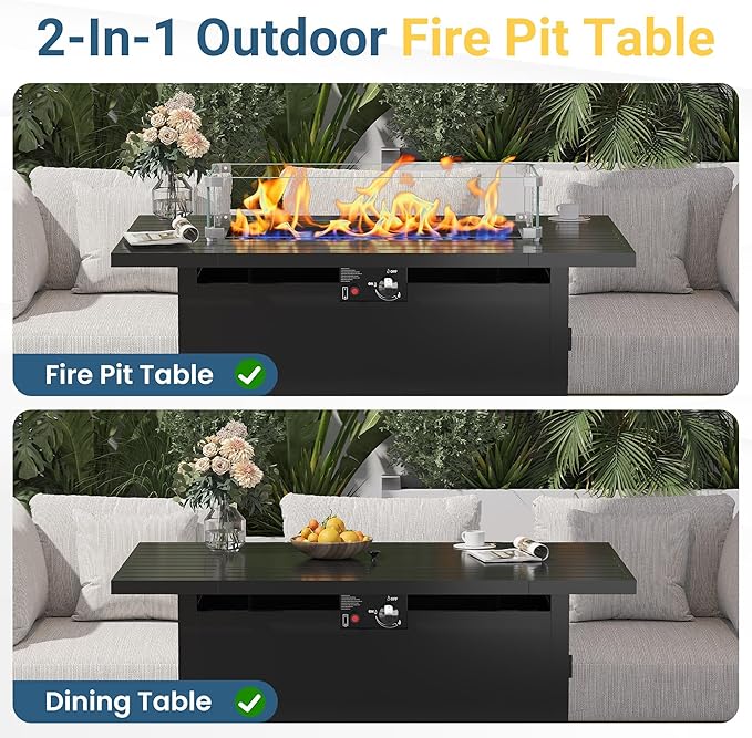 8 Pieces Patio Conversation Sets, Aluminum Outdoor Couch with Coffee Table, All-Weather Metal Patio Sofa with 5" Thick and Soft Cushion and Wide Arm, Outdoor Sofa Sets for Balcony, Porch, Light Gray