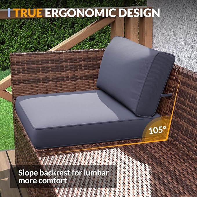 Patio Furniture Set, 7 Pieces Outdoor Modular Conversation Set Wicker Sectional Sofa for All Weather Rattan Patio Couch for Porch Garden Backyard Balcony Poolside (Grey)