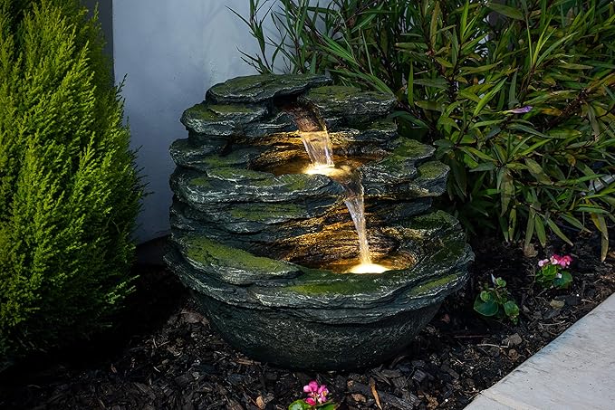 Bond Manufacturing Y95864 Calistoga Springs Lighted Fountain, Slate Grey