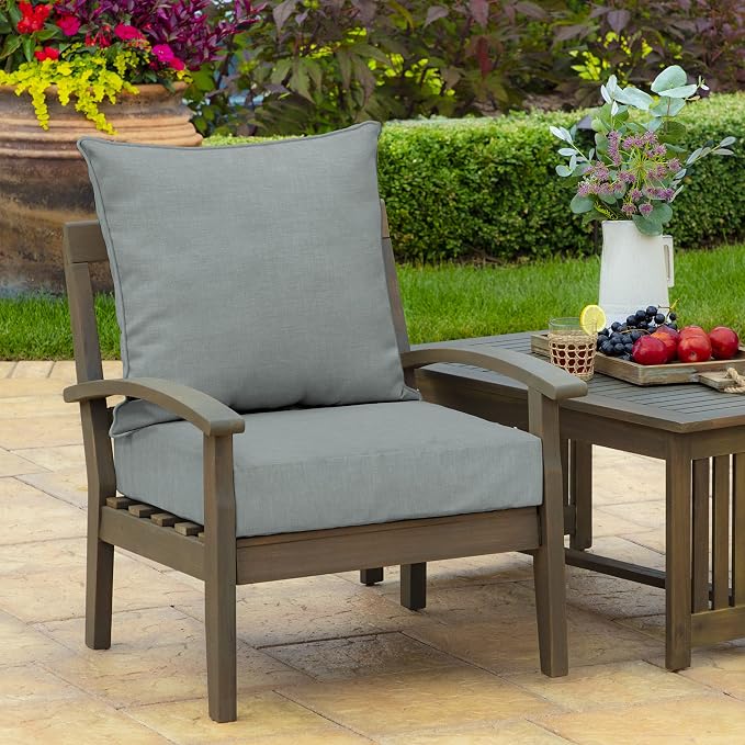 Arden Outdoor Deep Seat Cushion Set, 24x24, Stone Grey