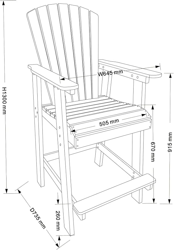 Outdoor Bar Height Chairs, Tall Adirondack Chairs Bar Stools with Arm for Backyard Deck Balcony Front Porch White & Grey