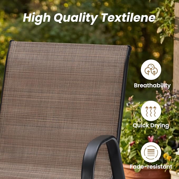 Soohow 7-Piece Outdoor Dining Set, Outdoor Patio Table and Chairs Set, 6 x Stackable Chairs & 1 x Outdoor Table with Umbrella Hole, All-Weather Patio Dining Sets for Poolside, Backyard and Porch