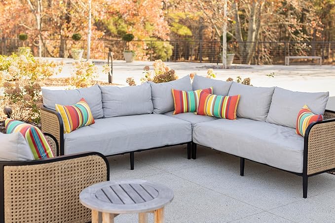 RSH DECOR Square Throw Pillows Set of 2, 24" x 24", Outdoor Pillows Waterproof, Outdoor Pillow Covers, Pillow Covers for Couch, Fenbrook Teal, Made in USA