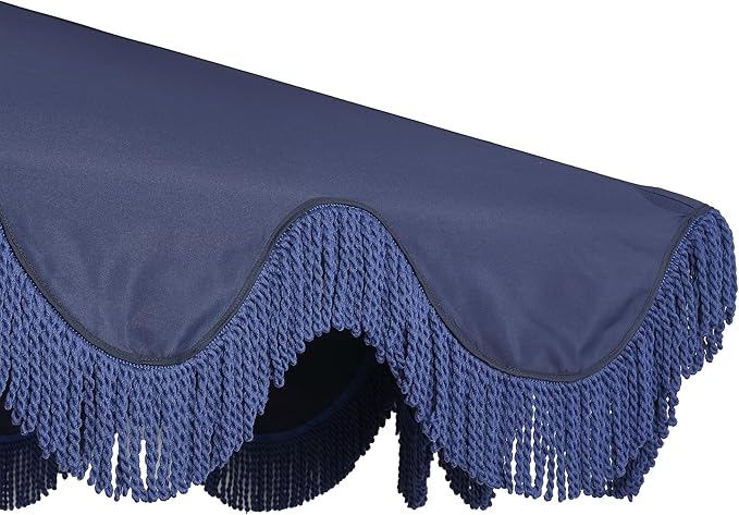 Eyely BMU1001 Halden 9 ft. Classic Cottage Tassel Market Patio Umbrella with Auto-Tilt, Crank