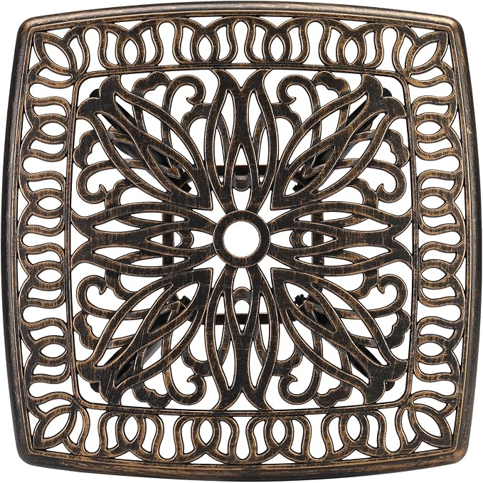 Cast Aluminum Outdoor Patio End Table,21.3" Cast Aluminum Outdoor Side Table, All Weather Patio Side Table End Table for Patio, Porch, Deck, Garden, Bronze (Square)