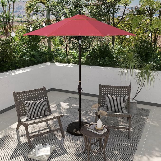 California Umbrella 7.5' Rd. Aluminum Patio Umbrella, Crank Lift, Collar Tilt, Bronze Pole