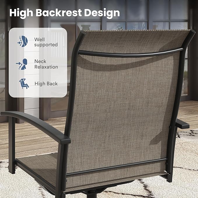 VICLLAX 7 Pieces Patio Dining Set, Outdoor Dining Set for 6-53" Round Outdoor Table and Swivel Patio Chair Set for Deck, Lawn and Garden, Grey Table and Chairs