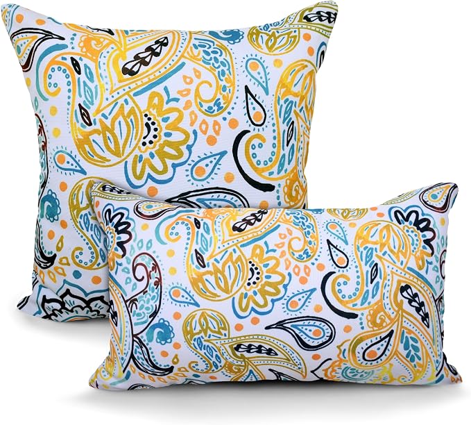 COZY TRENDS Decorative Indoor Outdoor Waterproof Throw Pillows with Inserts - Stylish Comfort for Your Patio Furniture, Garden Chairs, or Indoor Décor (12''X20'', Yellow)