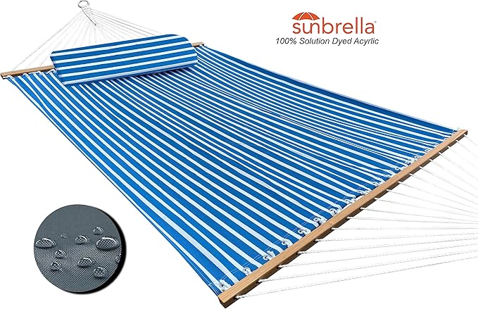 Classic All-Weather Outdoor Hammock with Pillow Sunbrella® Fabric Deluxe Size (Shore Regatta (#58032-0000))